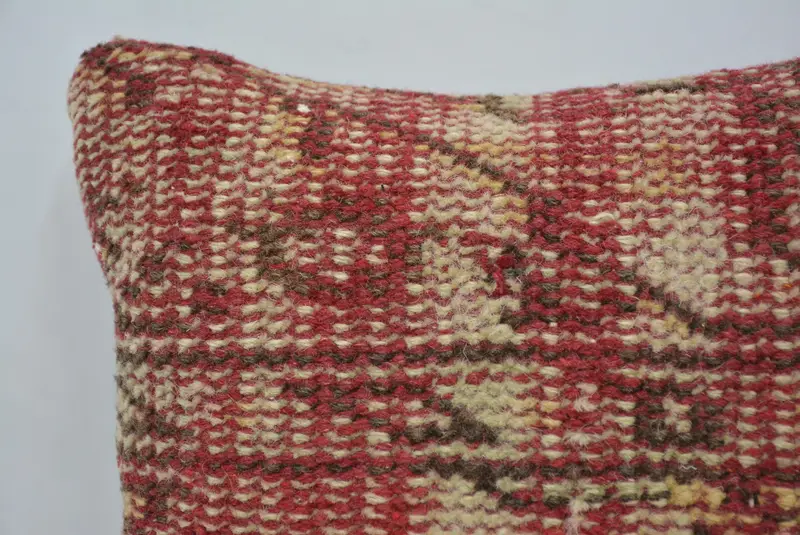12x12 Kırmızı Yastık, Boho Yastığı, Yastık Kılıfı, Oryantal Yastık Kılıfı, Kilim Yastığı, Antika Yastık, Veranda Yastığı Kapağı, Doğal Yastık - 2