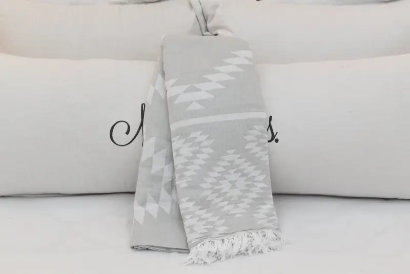 84x56 Cotton Kilim Towel, Personalized Gifts, Bachelorette Gifts, Organic Beach Blanket, Monogram Blanket, Personalized Gift For Him, Shower Curtain - 4