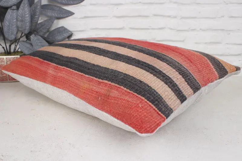 Vintage Pillow, 16x24 Orange Pillow Case, Cotton Cushion Case, Outdoor Bolster Pillow, Vintage Kilim Throw Pillow, Cushion Cover, Home Decor Pillow - 6