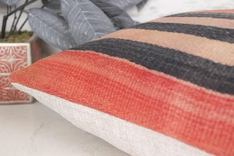 Vintage Pillow, 16x24 Orange Pillow Case, Cotton Cushion Case, Outdoor Bolster Pillow, Vintage Kilim Throw Pillow, Cushion Cover, Home Decor Pillow - 7