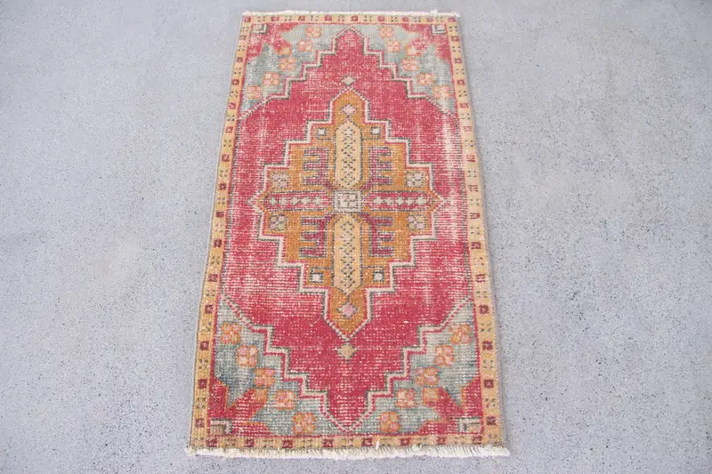 Red Abstract Rug, 1.7x3.2 ft Vibrant Decor