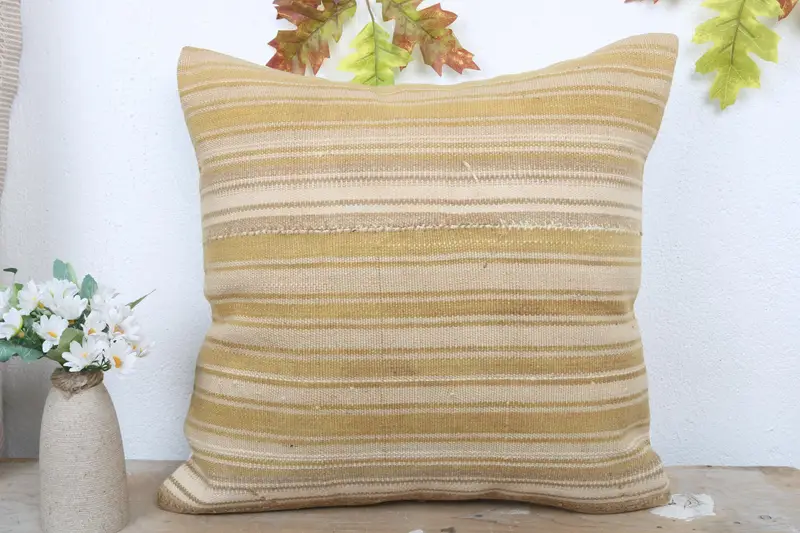 Pastel Pillow Case, Vintage Kilim Throw Pillow, Kilim Pillow Cover, Cushion Cover, 18x18 Beige Pillow Cover, Pillow for Couch - 2