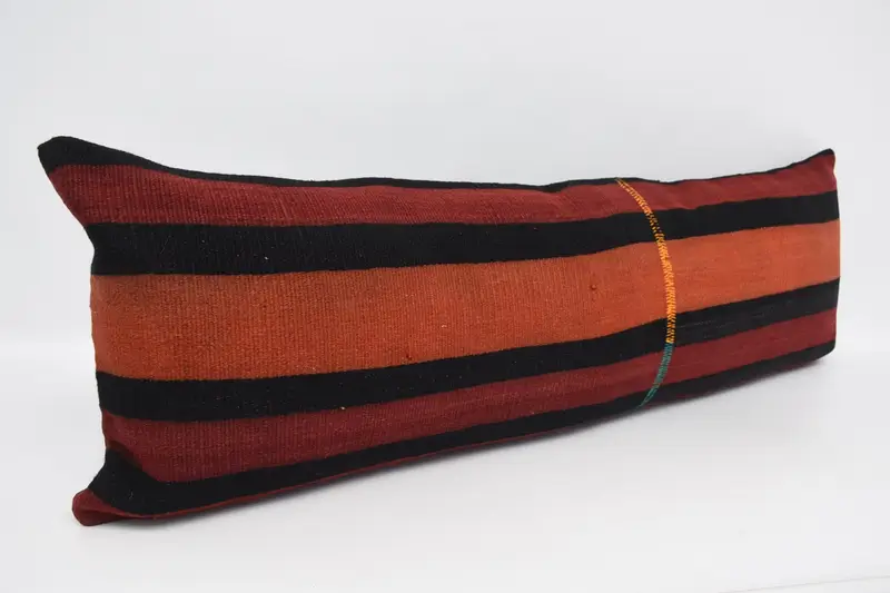 Cushion Case, 16x48 Red Cushion Cover, Handmade Kilim Cushion, Boho Pillow Sham Cover, Bed Pillow Sham, Turkish Pillow - 3
