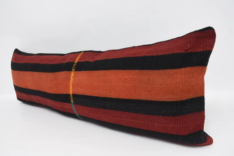 Cushion Case, 16x48 Red Cushion Cover, Handmade Kilim Cushion, Boho Pillow Sham Cover, Bed Pillow Sham, Turkish Pillow - 4