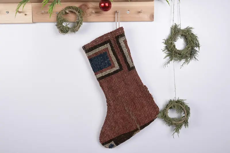 19 inç Noel Süsleri Desenli Çorap, Şenlikli Noel Çorabı