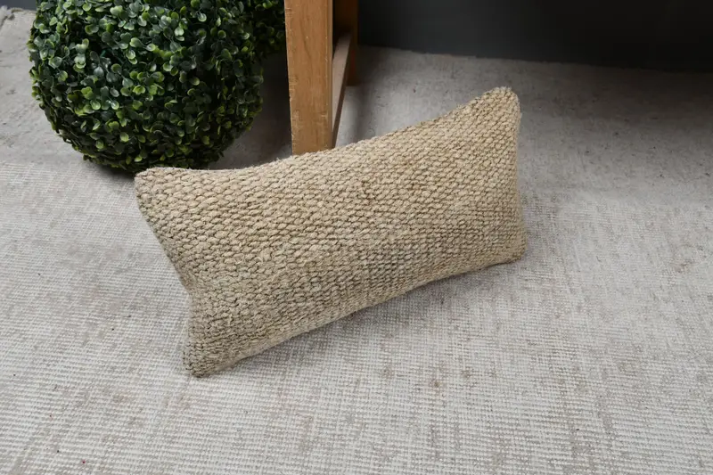 Cushion Case, 8x16 Beige Cushion Cover, Throw Kilim Pillow, Gift Pillow, Crochet Pattern Cushion Case, Tapestry Cushion, Interior Designer Pillow - 7