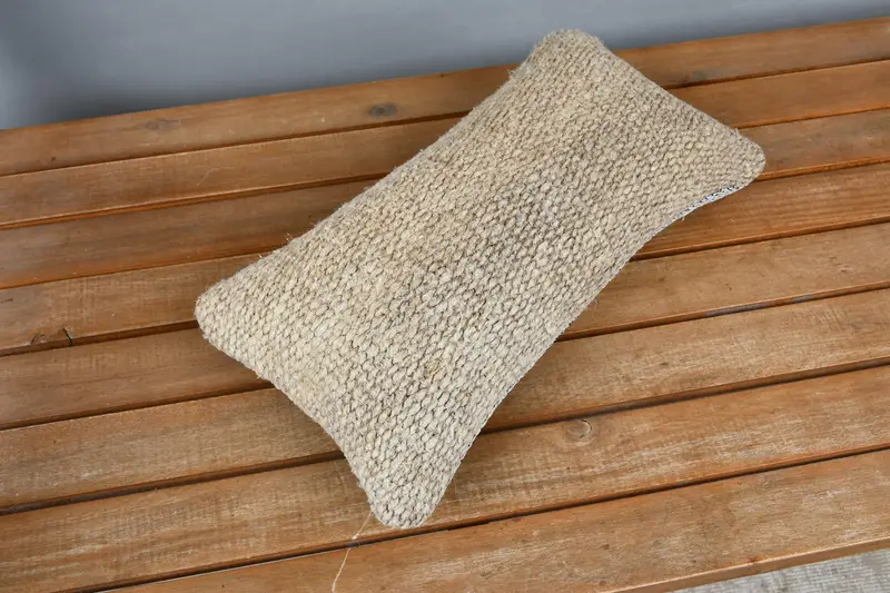 Cushion Case, 8x16 Beige Cushion Cover, Throw Kilim Pillow, Gift Pillow, Crochet Pattern Cushion Case, Tapestry Cushion, Interior Designer Pillow - 2