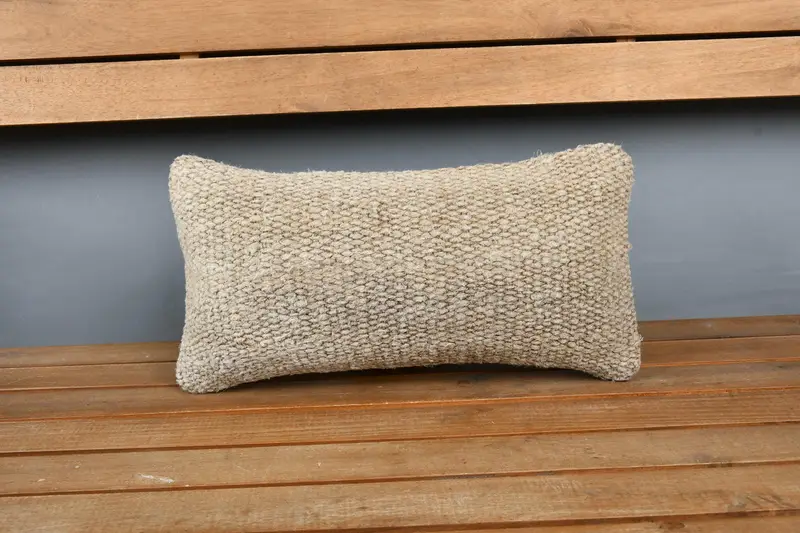 Cushion Case, 8x16 Beige Cushion Cover, Throw Kilim Pillow, Gift Pillow, Crochet Pattern Cushion Case, Tapestry Cushion, Interior Designer Pillow - 6
