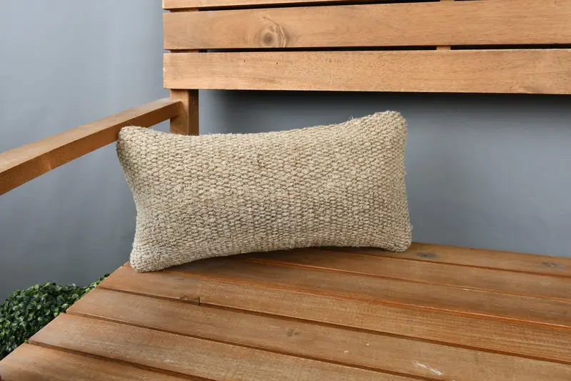 Cushion Case, 8x16 Beige Cushion Cover, Throw Kilim Pillow, Gift Pillow, Crochet Pattern Cushion Case, Tapestry Cushion, Interior Designer Pillow - 1