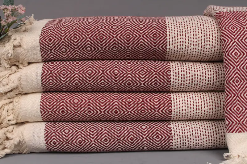 Wholesale Burgundy Blanket Cotton Bedspread, 79x103 Inches