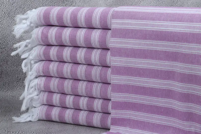 Toalla de Playa Personalizada de Algodón Turco Rayas Beige, 40x71 Pulgadas