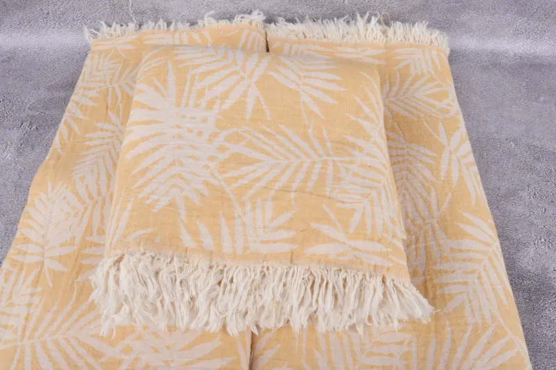 Custom Beach Blanket, Custom Blanket, 100x80 Cotton Floral Patterned Towel, Wedding Favors, Woven Throw Blanket, Wedding Anniversary Gift - 4