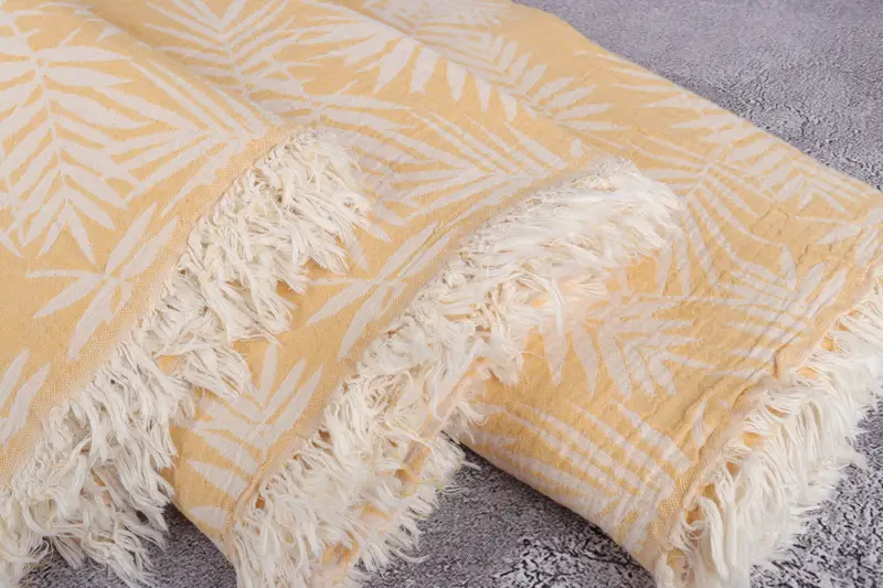 Custom Beach Blanket, Custom Blanket, 100x80 Cotton Floral Patterned Towel, Wedding Favors, Woven Throw Blanket, Wedding Anniversary Gift - 5