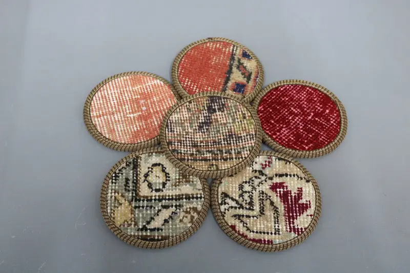 Bohemian Round Coaster, Orange and Red Ethnic Table Coaster