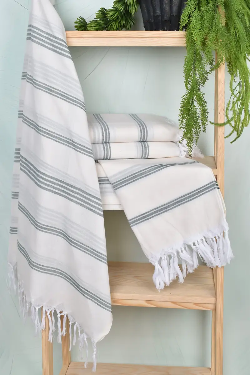 Wedding Anniversary Gift, 70x40 Cotton Striped Towel, Boyfriend Christmas Gift, Gym Towel, Beach Towel Bulk, Hammam towel, Lightweight Turkish towel - 6