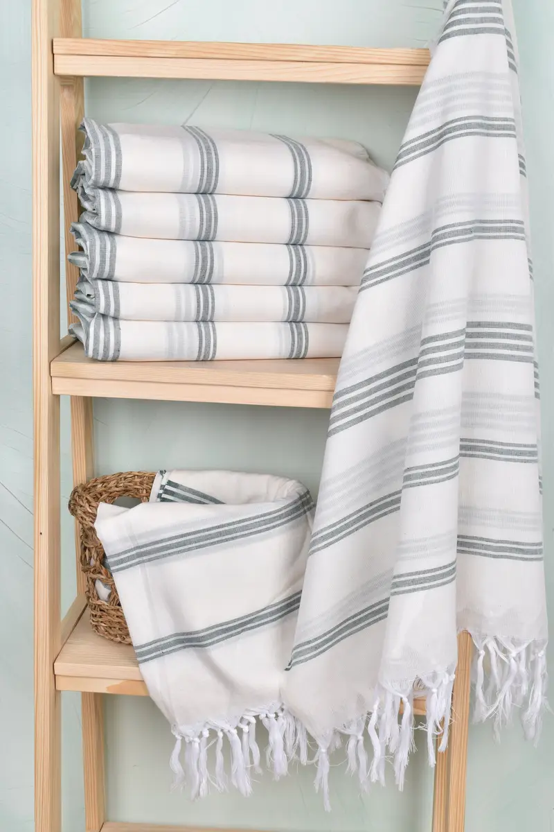 Wedding Anniversary Gift, 70x40 Cotton Striped Towel, Boyfriend Christmas Gift, Gym Towel, Beach Towel Bulk, Hammam towel, Lightweight Turkish towel - 3