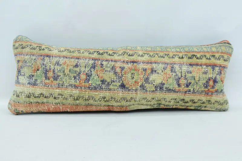 Pillow for Sofa, Outdoor Throw Pillow Case, Pillow, Ottoman Cushion Cover, Antique Pillows, Vintage Kilim Throw Pillow, 12x36 Beige Cushion Case - 1