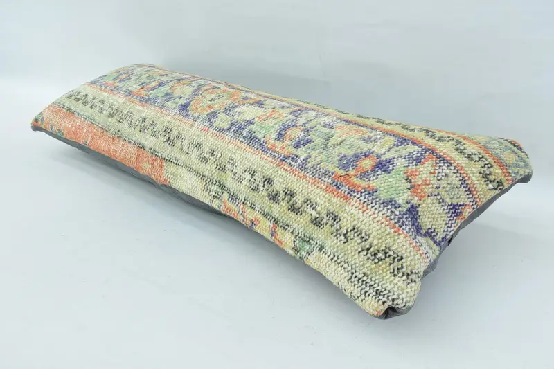 Pillow for Sofa, Outdoor Throw Pillow Case, Pillow, Ottoman Cushion Cover, Antique Pillows, Vintage Kilim Throw Pillow, 12x36 Beige Cushion Case - 6