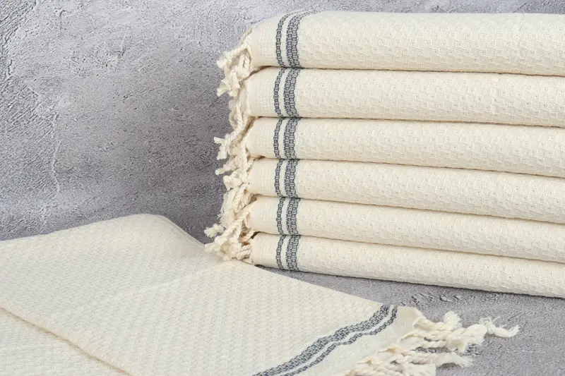 Bathroom Towels, Small Bath Towels, 38x18 Cotton Striped Towel, Wedding Gift, Monogram Tea Towel, Home Decor Gifts, Wedding Gift Kitchen Towel - 1