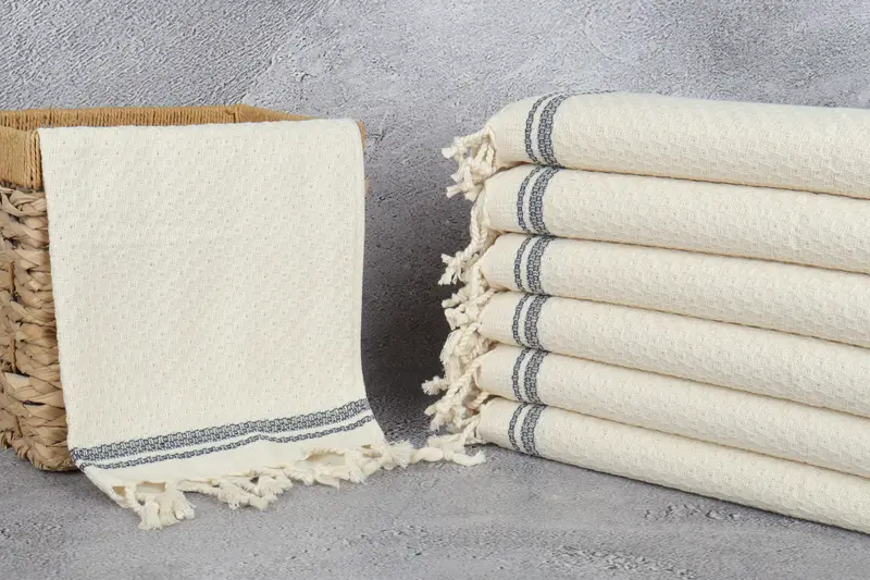Bathroom Towels, Small Bath Towels, 38x18 Cotton Striped Towel, Wedding Gift, Monogram Tea Towel, Home Decor Gifts, Wedding Gift Kitchen Towel - 2