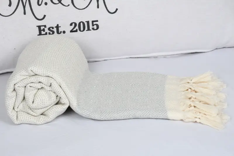 Memorial Gift, 104x80 Cotton Diamond Towel, Bridal Shower Gift, Personalized Gifts, Gift For Wedding Day, Woven Blanket, Turkish Towel Beach Blanket - 5