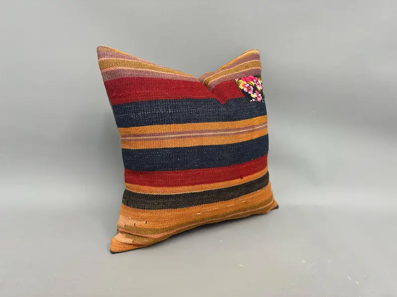 Pillow for Sofa, 18x18 Red Cushion Cover, Turkish Kilim Pillow, Throw Kilim Pillow, Handwoven Pillow Cover Pillow Cover, Pillow Sham - 2
