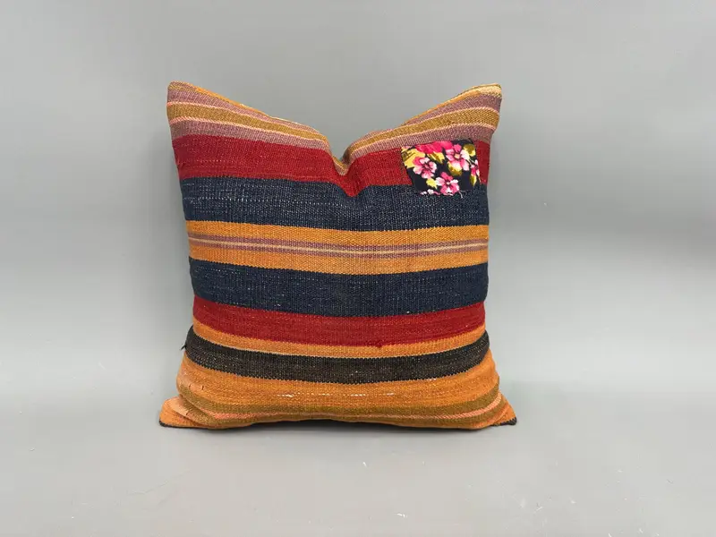 Pillow for Sofa, 18x18 Red Cushion Cover, Turkish Kilim Pillow, Throw Kilim Pillow, Handwoven Pillow Cover Pillow Cover, Pillow Sham - 1