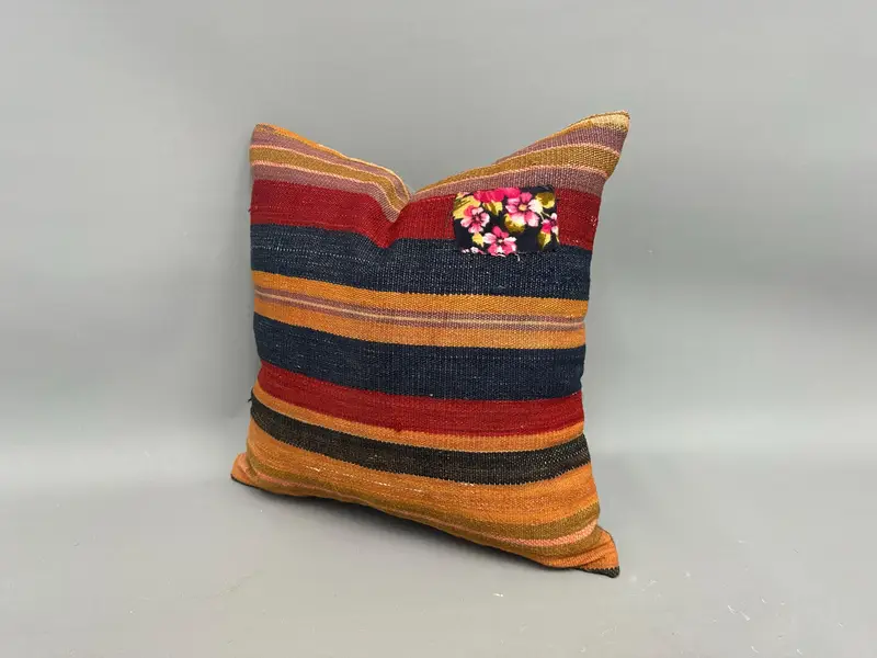 Pillow for Sofa, 18x18 Red Cushion Cover, Turkish Kilim Pillow, Throw Kilim Pillow, Handwoven Pillow Cover Pillow Cover, Pillow Sham - 3