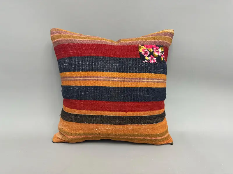 Pillow for Sofa, 18x18 Red Cushion Cover, Turkish Kilim Pillow, Throw Kilim Pillow, Handwoven Pillow Cover Pillow Cover, Pillow Sham - 4