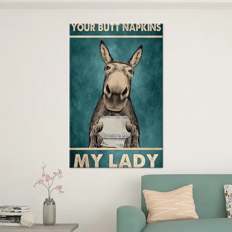 Elegant Humorous Donkey Canvas: Artistic Bathroom Decor