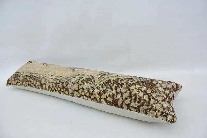 Kilim Pillow Cover, 12x48 Beige Pillow, Sofa Bolster Pillow, Turkish Pillow, Pillow Case, Ethnical Kilim Rug Pillow, Muted Pillow Case - 6