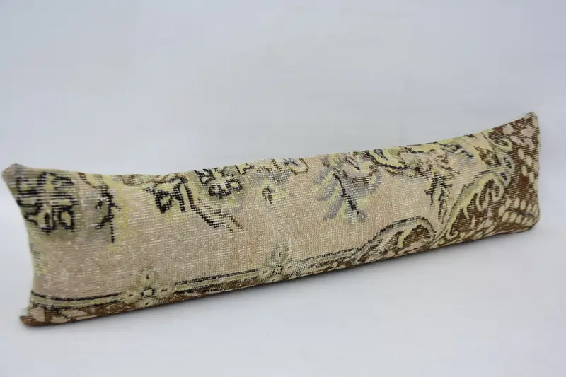 Kilim Pillow Cover, 12x48 Beige Pillow, Sofa Bolster Pillow, Turkish Pillow, Pillow Case, Ethnical Kilim Rug Pillow, Muted Pillow Case - 3