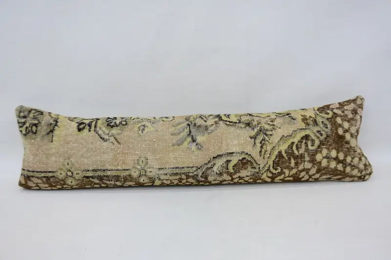 Kilim Pillow Cover, 12x48 Beige Pillow, Sofa Bolster Pillow, Turkish Pillow, Pillow Case, Ethnical Kilim Rug Pillow, Muted Pillow Case - 4