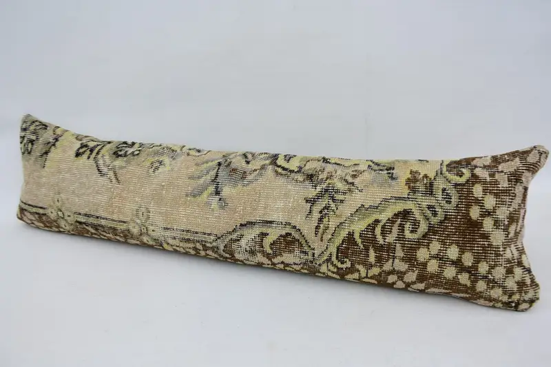 Kilim Pillow Cover, 12x48 Beige Pillow, Sofa Bolster Pillow, Turkish Pillow, Pillow Case, Ethnical Kilim Rug Pillow, Muted Pillow Case - 5