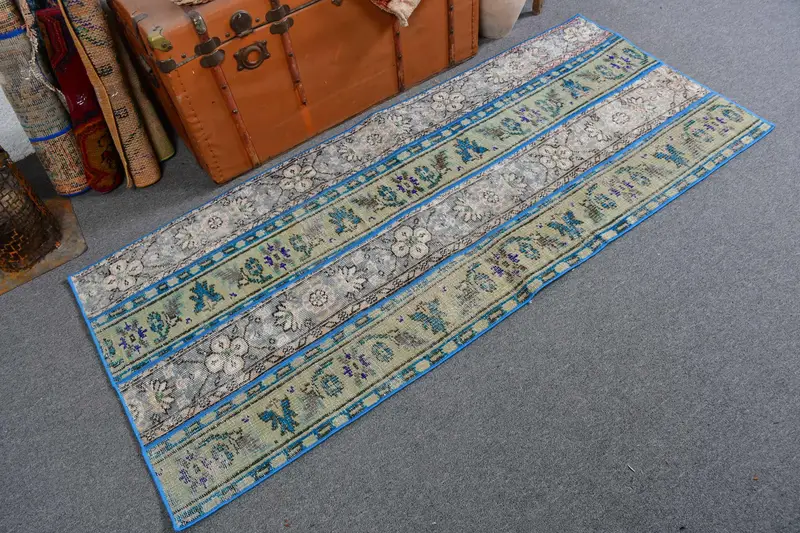 2.7x6.2 ft Turkish Rug, Accent Vintage Rug, Blue Camouflage Rug - 1
