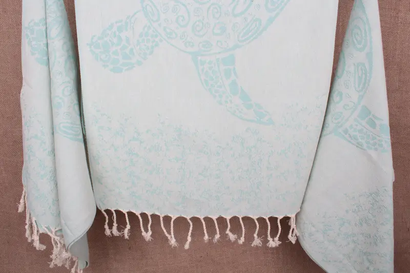 Türkisches Handtuch aus Bio-Baumwolle, beige gemustert, 18 x 36 Zoll