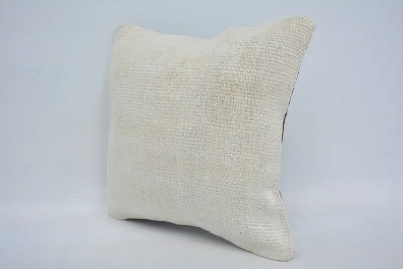 Boho Pillow Sham Cover, Pillow for Sofa, 14x14 Beige Pillow Sham, Floor Pillow Case, Meditation Cushion Case, Cushion, Ethnical Kilim Rug Pillow - 4