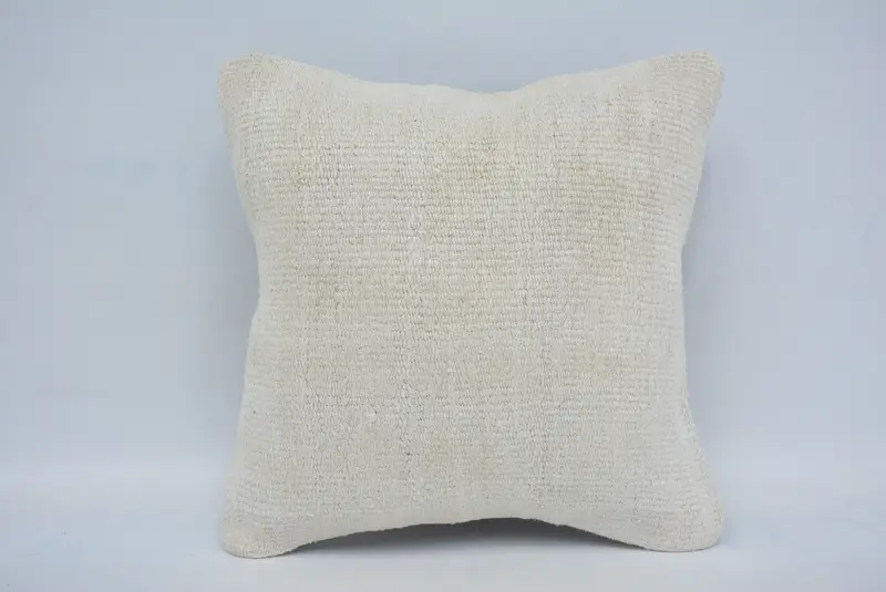 Boho Pillow Sham Cover, Pillow for Sofa, 14x14 Beige Pillow Sham, Floor Pillow Case, Meditation Cushion Case, Cushion, Ethnical Kilim Rug Pillow - 1