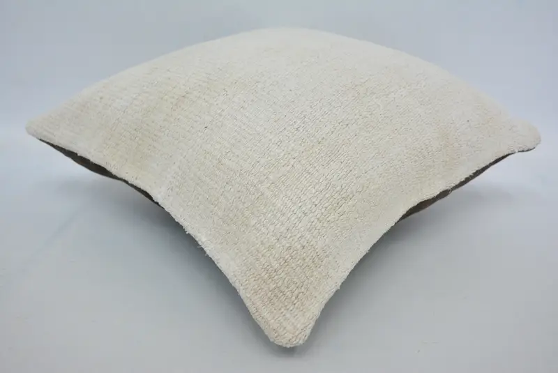 Boho Pillow Sham Cover, Pillow for Sofa, 14x14 Beige Pillow Sham, Floor Pillow Case, Meditation Cushion Case, Cushion, Ethnical Kilim Rug Pillow - 6