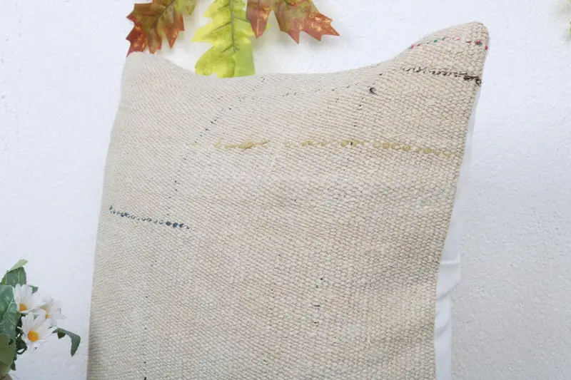 16x16 Beige Pillow Sham, Pillow Sham, Kilim Pillow Cover, Handwoven Pillow Cover Pillow Sham, Vintage Kilim Pillow, Ethnical Kilim Rug Pillow - 5