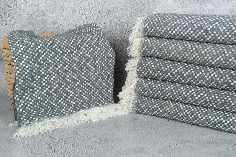 76x68 Cotton Herringbone Towel, Woven Blanket, Housewarming Gift, Decorative Bedspread, Personalized Wedding Gift, Bachelorette Gifts - 3