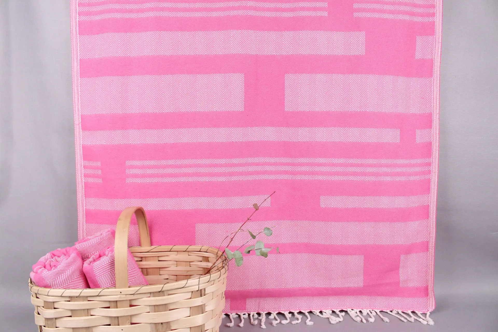 Personalized Pink Chevron Beach Towel, Organic Turkish Cotton, 38x67 Inches - 1