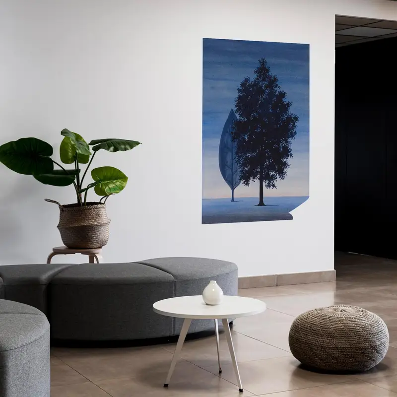 Modern Gerçeküstü Soyut Lacivert Ağaç Baskılı Kanvas