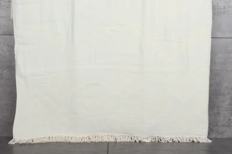 Kilim Blanket Mint Cotton Twin Size, Floral Pattern, 56x83 Inches