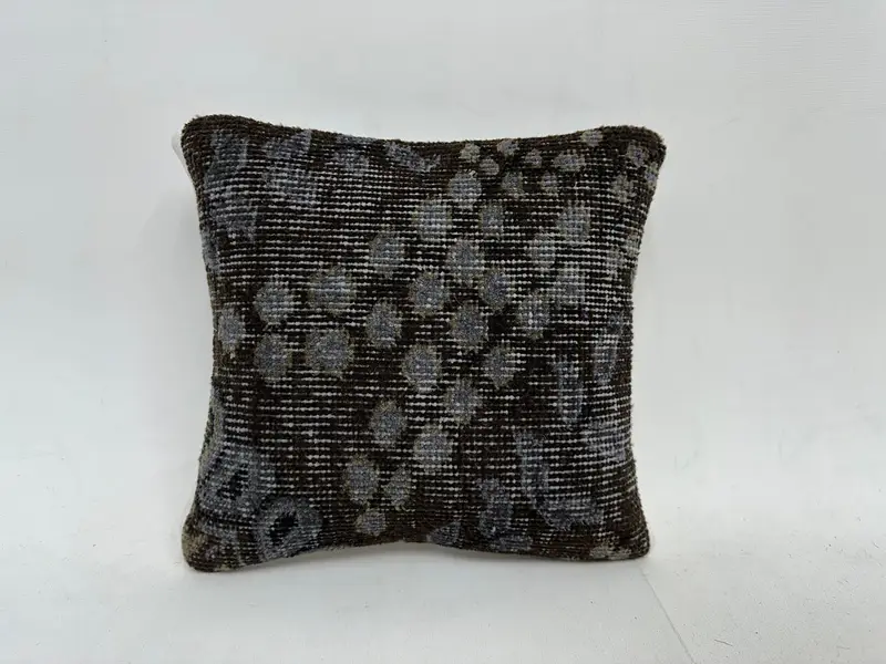 Cushion, Decorative Bolster Cushion Cover, Kilim Pillow Cover, 12x12 Black Pillow Case, Kilim Cushion Sham, Handmade Pillow, Antique Pillows - 1