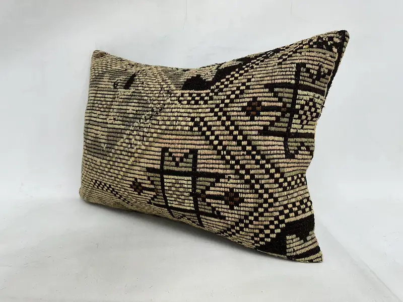 20x28 Brown Cushion Cover, Handmade Rug Seat Cushion, Vintage Kilim Throw Pillow, Pillow Sham, Ethnical Kilim Rug Pillow, Turkish Kilim Pillow - 4