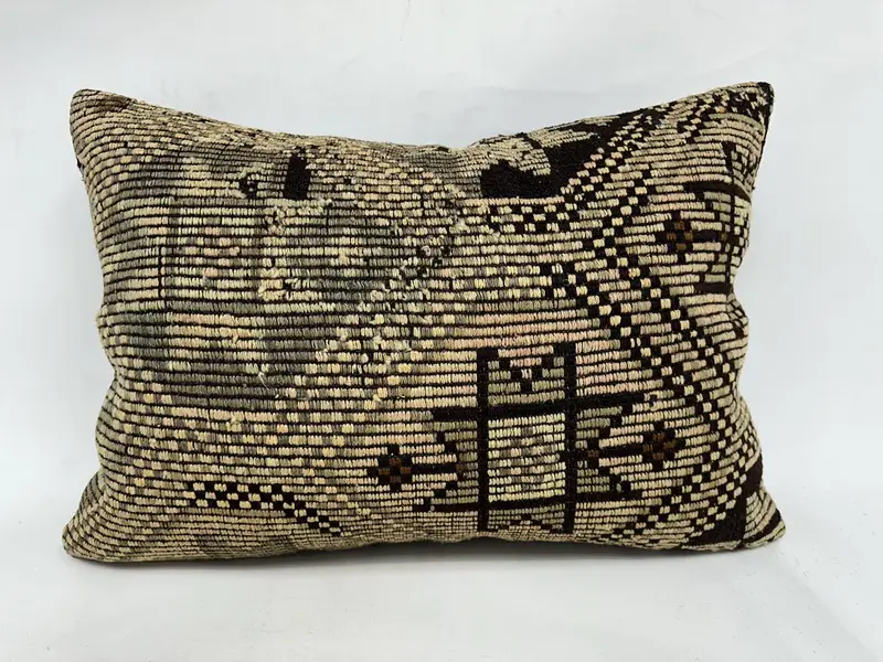 20x28 Brown Cushion Cover, Handmade Rug Seat Cushion, Vintage Kilim Throw Pillow, Pillow Sham, Ethnical Kilim Rug Pillow, Turkish Kilim Pillow - 1