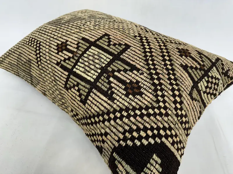 20x28 Brown Cushion Cover, Handmade Rug Seat Cushion, Vintage Kilim Throw Pillow, Pillow Sham, Ethnical Kilim Rug Pillow, Turkish Kilim Pillow - 6