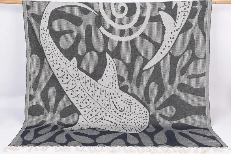 Monogram Beach Towel Navy Whale Design, 70x40 Inches, Personalized Gift