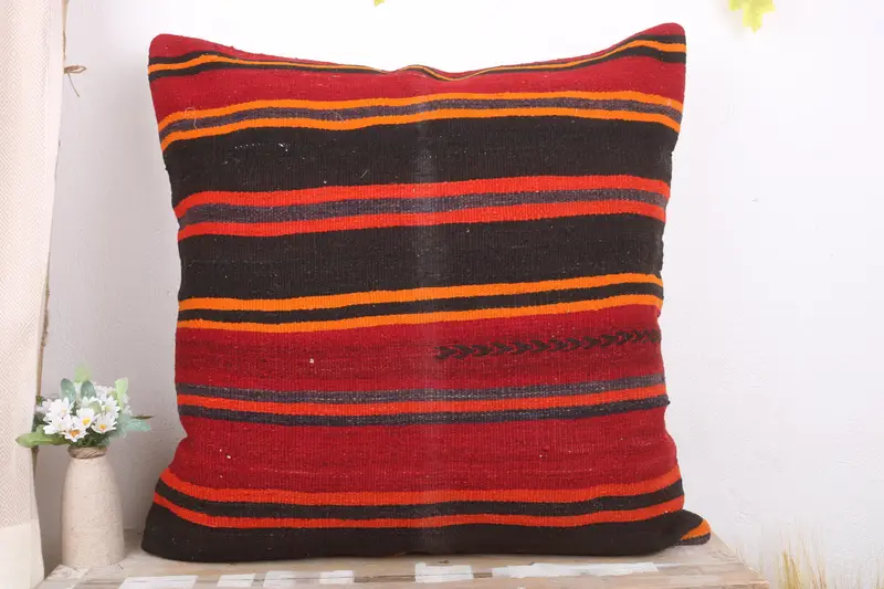 Vintage Pillow Cover, Pillow Sham, Antique Pillows, Nautical Throw Cushion Case, Home Decor Pillow, Interior Designer Pillow, 28x28 Red Pillow Sham - 2